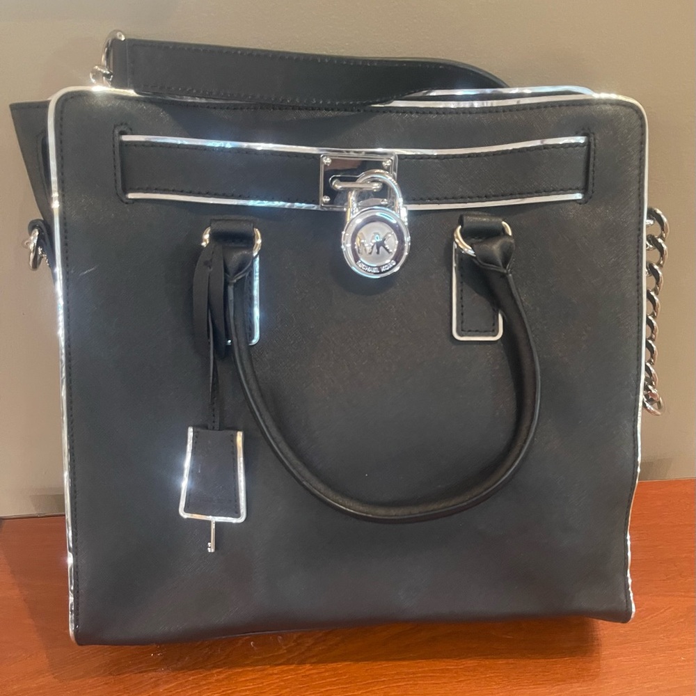 Michael Kors Hamilton Large Tote – Black with Silver Hardware
